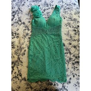 turquoise ruffle dress